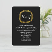 Gold Foil Scribble Circle Chic Wedding Invitations Kaart (Staand voorkant)