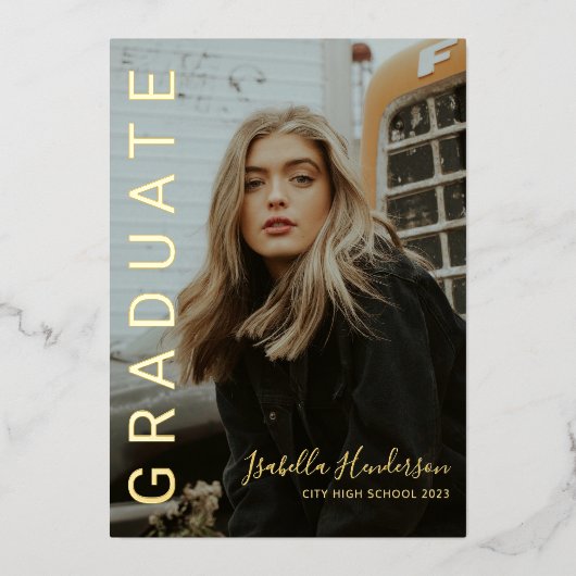 Gold Foil Script 2 Aankondiging van Afstuderen Fot (Voorkant)