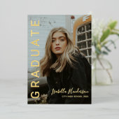 Gold Foil Script 2 Aankondiging van Afstuderen Fot (Staand Voorkant)