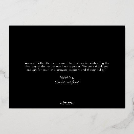 Gold Foil Script 3-Photo Wedding Hartelijk dank Folie Uitnodiging (Achterkant)