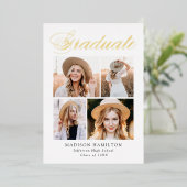 Gold Foil Script 4 Aankondiging van Afstuderen Fot (Staand Voorkant)