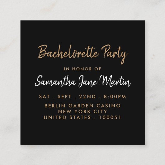 Gold Foil & Script Bachelorette Party Ticket (Voorkant)