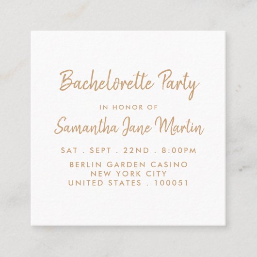 Gold Foil & Script Bachelorette Party Ticket (Voorkant)