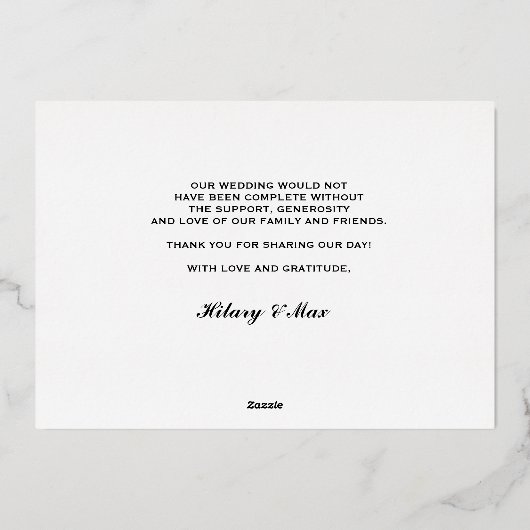 Gold foil script bruiloft dank je creditcard folie uitnodiging (Achterkant)