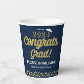 Gold Foil Script Confetti Congrated Afstudeerder B Papieren Bekers (Voorkant)
