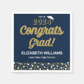 Gold Foil Script Confetti Congrated Afstudeerder B Servet (Voorkant)