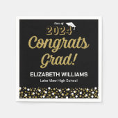 Gold Foil Script Confetti Congring Afstudeerder Bl Servet (Voorkant)
