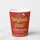 Gold Foil Script Confetti Congring Afstudeerder Re Papieren Bekers (Voorkant)