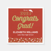 Gold Foil Script Confetti Congring Afstudeerder Re Servet (Voorkant)