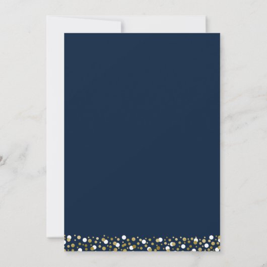 Gold Foil Script Confetti Graduation Party Blue Kaart (Achterkant)