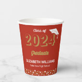 Gold Foil Script Confetti Graduation Party Red Papieren Bekers (Voorkant)