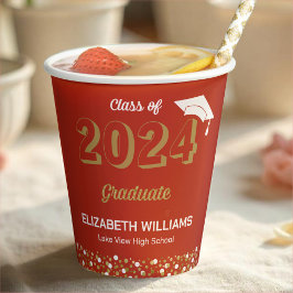 Gold Foil Script Confetti Graduation Party Red Papieren Bekers