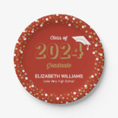 Gold Foil Script Confetti Graduation Party Red Papieren Bordje (Voorkant)