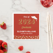 Gold Foil Script Confetti Graduation Party Red Servet (Insitu)