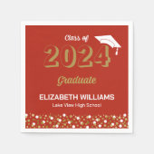 Gold Foil Script Confetti Graduation Party Red Servet (Voorkant)