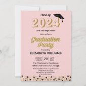 Gold Foil Script Confetti Graduing Party roze Kaart (Voorkant)
