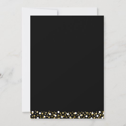 Gold Foil Script Confetti Graduparty Black Kaart (Achterkant)