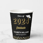 Gold Foil Script Confetti Graduparty Black Papieren Bekers (Voorkant)