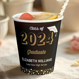 Gold Foil Script Confetti Graduparty Black Papieren Bekers