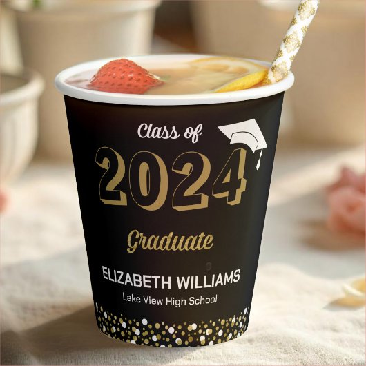 Gold Foil Script Confetti Graduparty Black Papieren Bekers