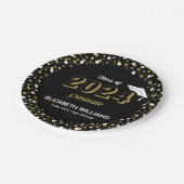 Gold Foil Script Confetti Graduparty Black Papieren Bordje (Gekanteld)