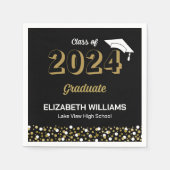 Gold Foil Script Confetti Graduparty Black Servet (Voorkant)