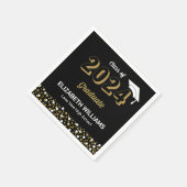 Gold Foil Script Confetti Graduparty Black Servet (Hoek)