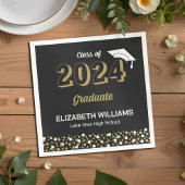 Gold Foil Script Confetti Graduparty Black Servet