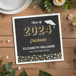 Gold Foil Script Confetti Graduparty Black Servet