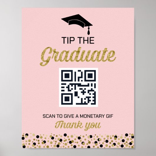 Gold Foil Script Confetti Tip: Afstuderen teken Poster (Voorkant)