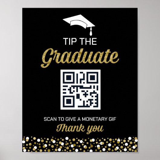 Gold Foil Script Confetti Tip: Afstuderen teken Poster (Voorkant)