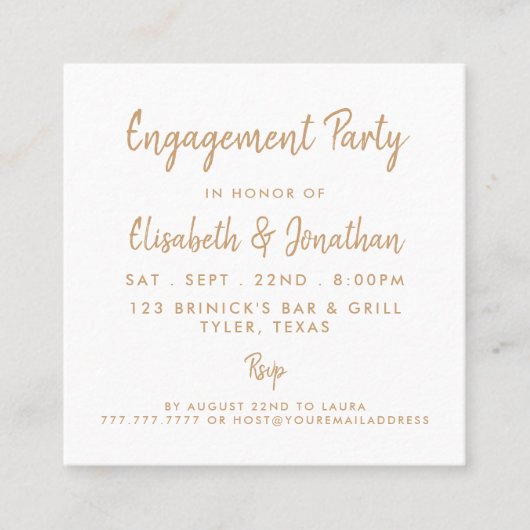 Gold Foil & Script Engagement Party Ticket Uitnodi (Voorkant)