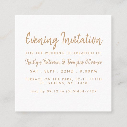 Gold Foil & Script Evening Event Ticket Invitation (Voorkant)