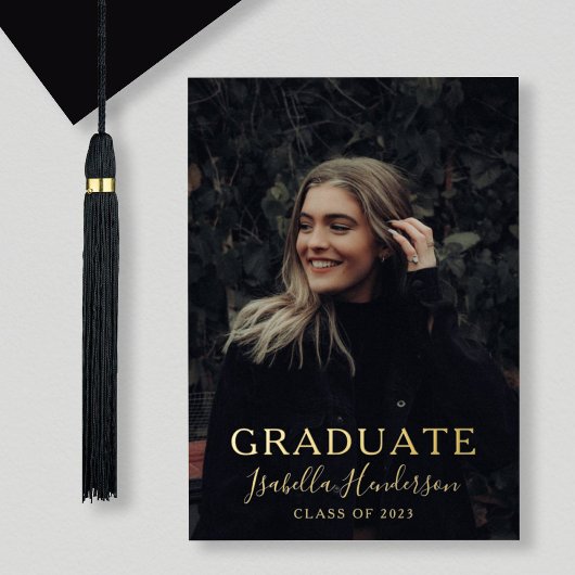 Gold Foil Script Foto Afstuderen kondiging Folie Uitnodiging