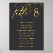 Gold Foil Script Framable Guest Names Table Number Folie Afdrukken (Voorkant)