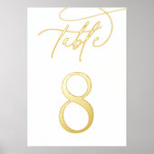 Gold Foil Script Framable Table Number Folie Afdrukken (Voorkant)