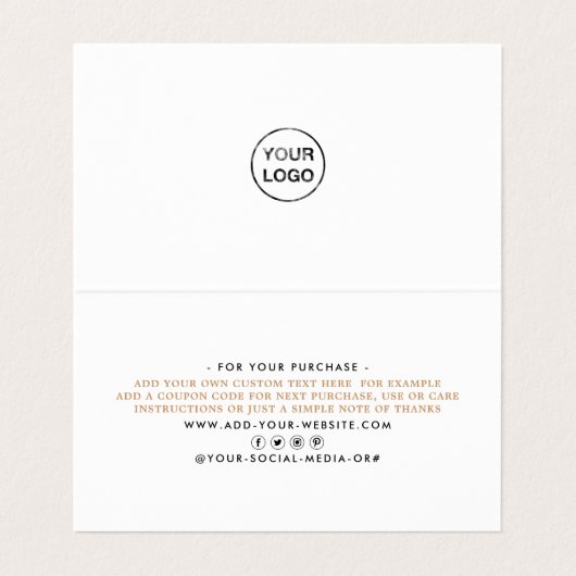 Gold Foil Script Logo Business - Hartelijk dank - Visitekaartje (Binnenkant ongevouwen)