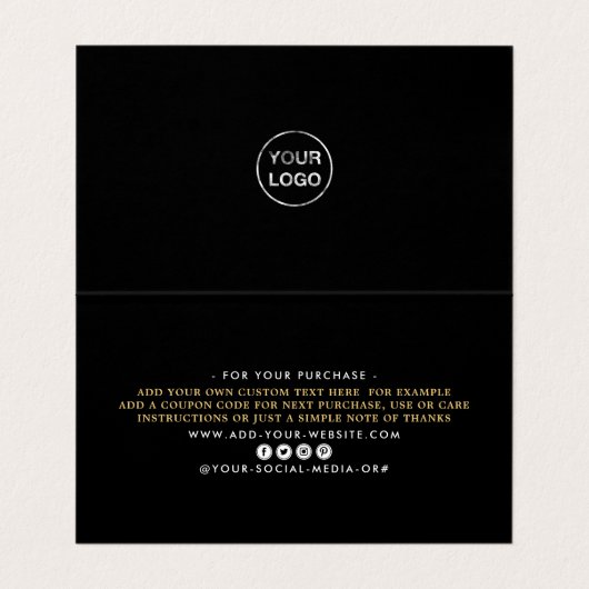 Gold Foil Script Logo Business - Hartelijk dank -  Visitekaartje (Binnenkant ongevouwen)