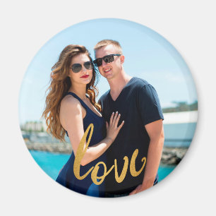 Gold Foil Script Love Persoonlijke foto Magnet