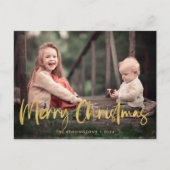 Gold Foil Script Merry kerstfeestdag foto Feestdagenkaart (Voorkant)