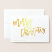Gold Foil Script Merry kerstfeestdag foto Folie Kaarten (Met envelop)