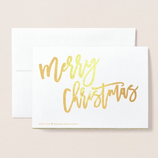 Gold Foil Script Merry kerstfeestdag foto Folie Kaarten (Met envelop)