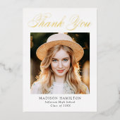 Gold Foil Script Photo Afstuderen - Hartelijk dank Folie Uitnodiging (Voorkant)
