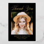 Gold Foil Script Photo Afstuderen - Hartelijk dank Folie Uitnodiging (Voorkant)