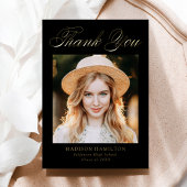 Gold Foil Script Photo Afstuderen - Hartelijk dank Folie Uitnodiging