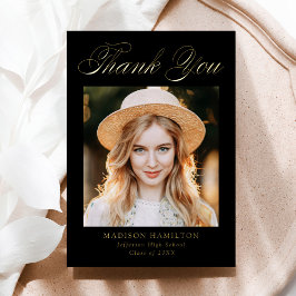 Gold Foil Script Photo Afstuderen - Hartelijk dank Folie Uitnodiging