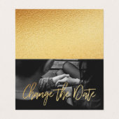 Gold Foil Script Photo Change the Date Card Visitekaartje (Buitenkant ongevouwen)