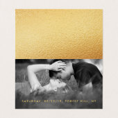 Gold Foil Script Photo Change the Date Card Visitekaartje (Binnenkant ongevouwen)