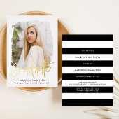 Gold Foil Script Photo Graduparty Folie Uitnodiging