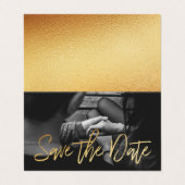 Gold Foil Script Photo Save the Date Card Visitekaartje (Buitenkant ongevouwen)